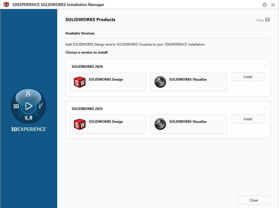 3DEXPERIENCE SOLIDWORKS Installation Manager