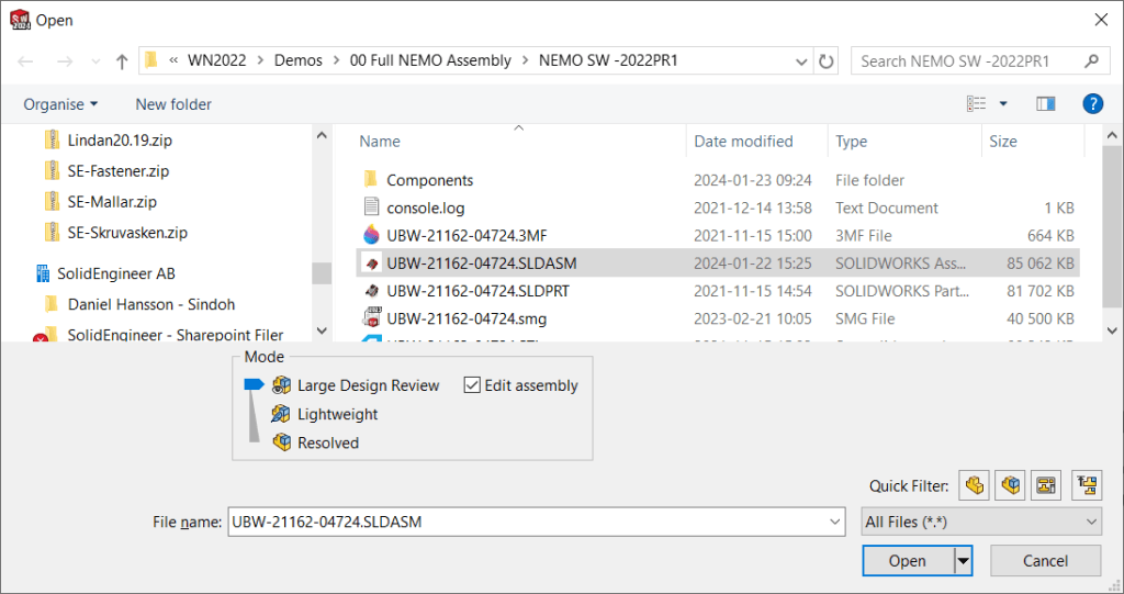 Öppna fil ur mappstruktur