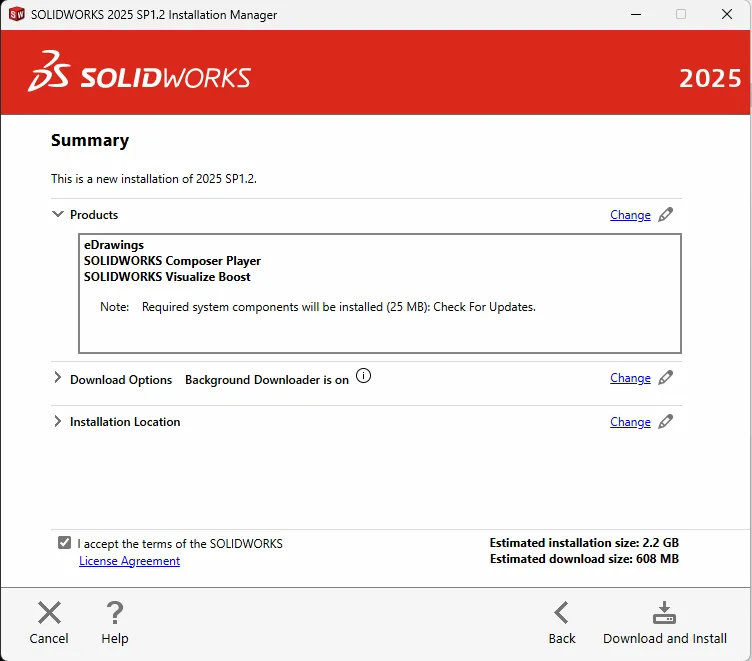 SOLIDWORKS Visualize Boost installation