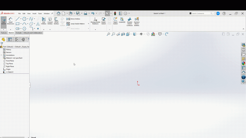 GIF som visar hur man enkelt kan skapa en kvadrat när man skissar i SOLIDWORKS