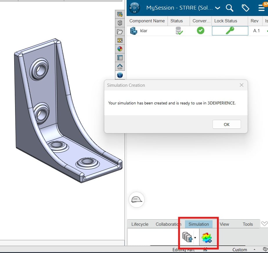 Modellen sparas till 3DEXPERIENCE Modellen sparas till 3DEXPERIENCE